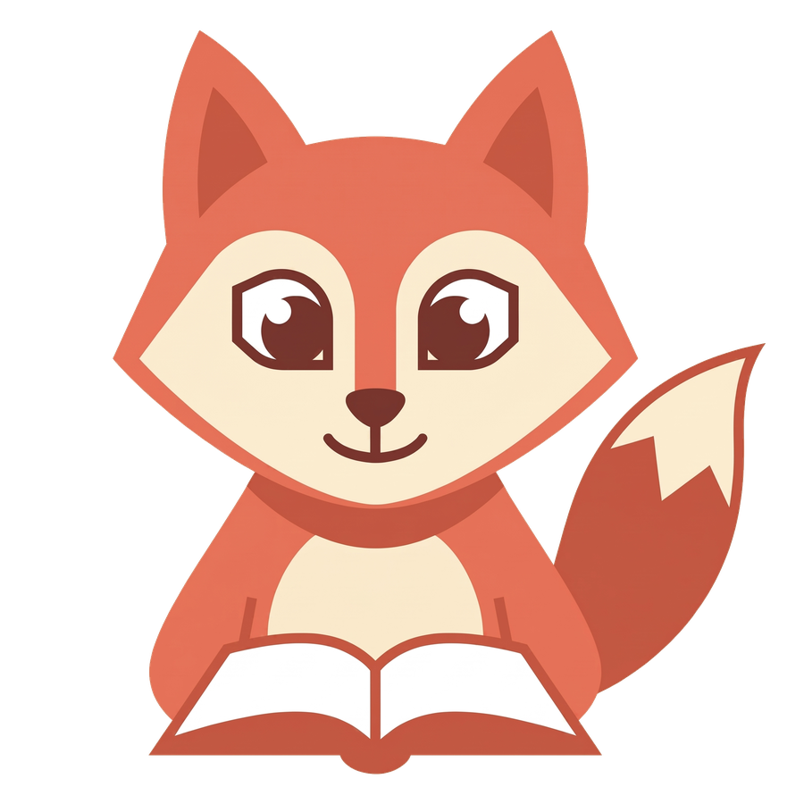 Mascota de Aulixa, un zorro leyendo un libro