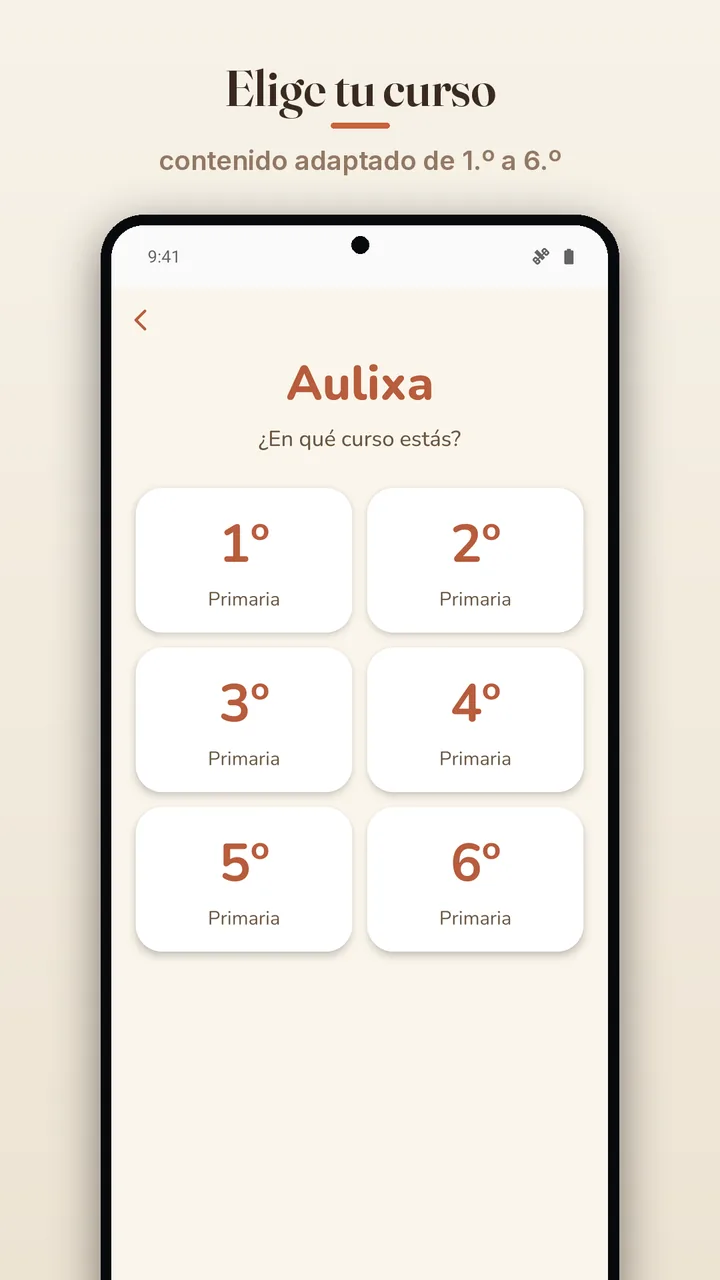 Elección de curso, de primero a sexto de Primaria